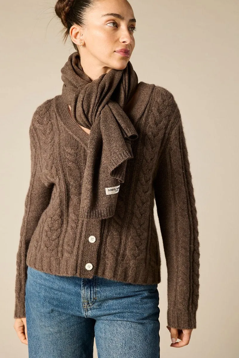 100% Cashmere Scarf in Woodland Marle Brown