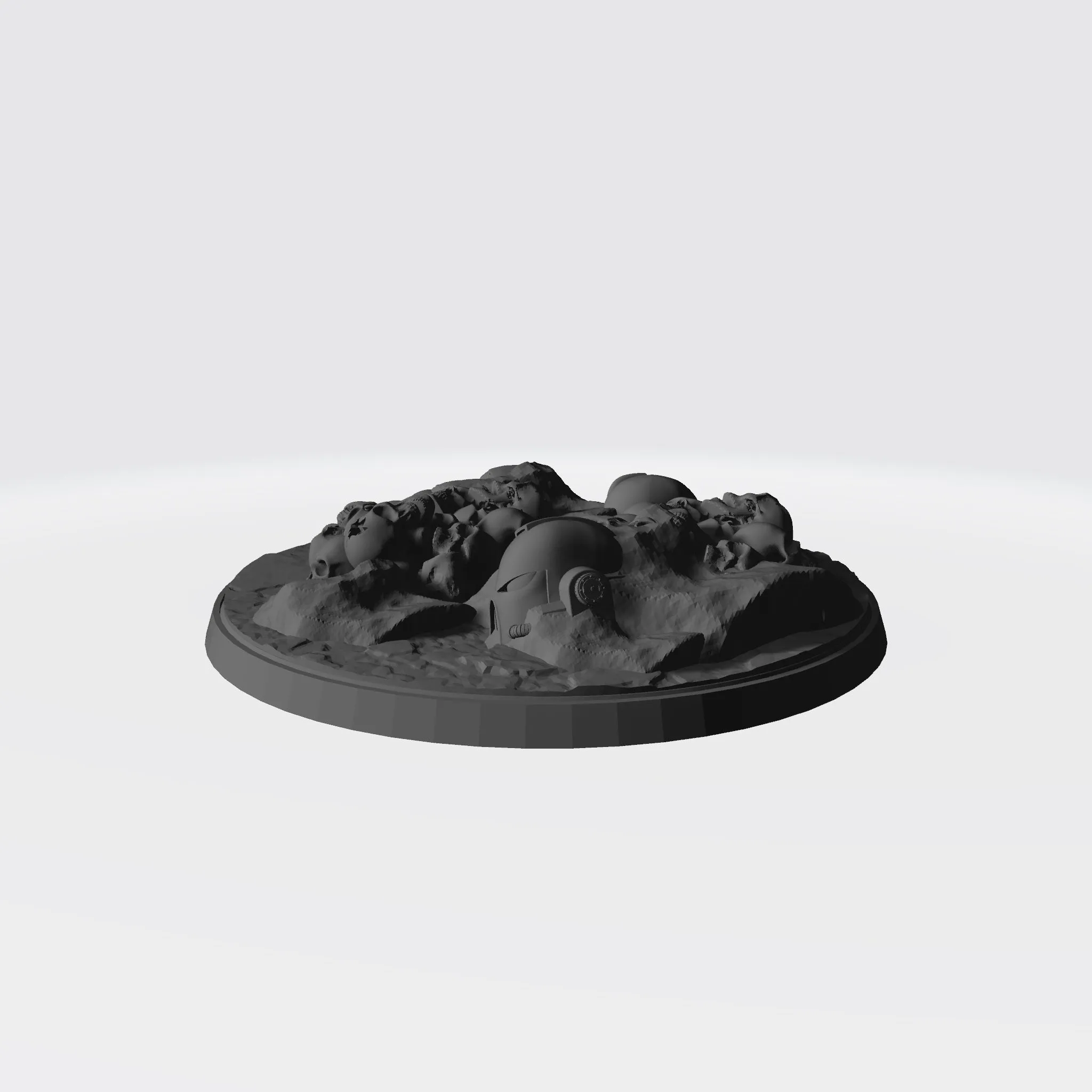 100mm Scenic Base - Desert Base with Skulls, Rocks, and Three (3) Helmets