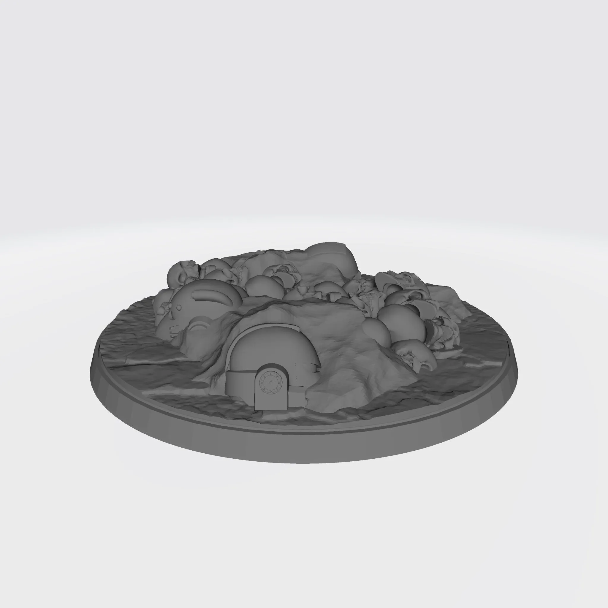 100mm Scenic Base - Desert Base with Skulls, Rocks, and Three (3) Helmets