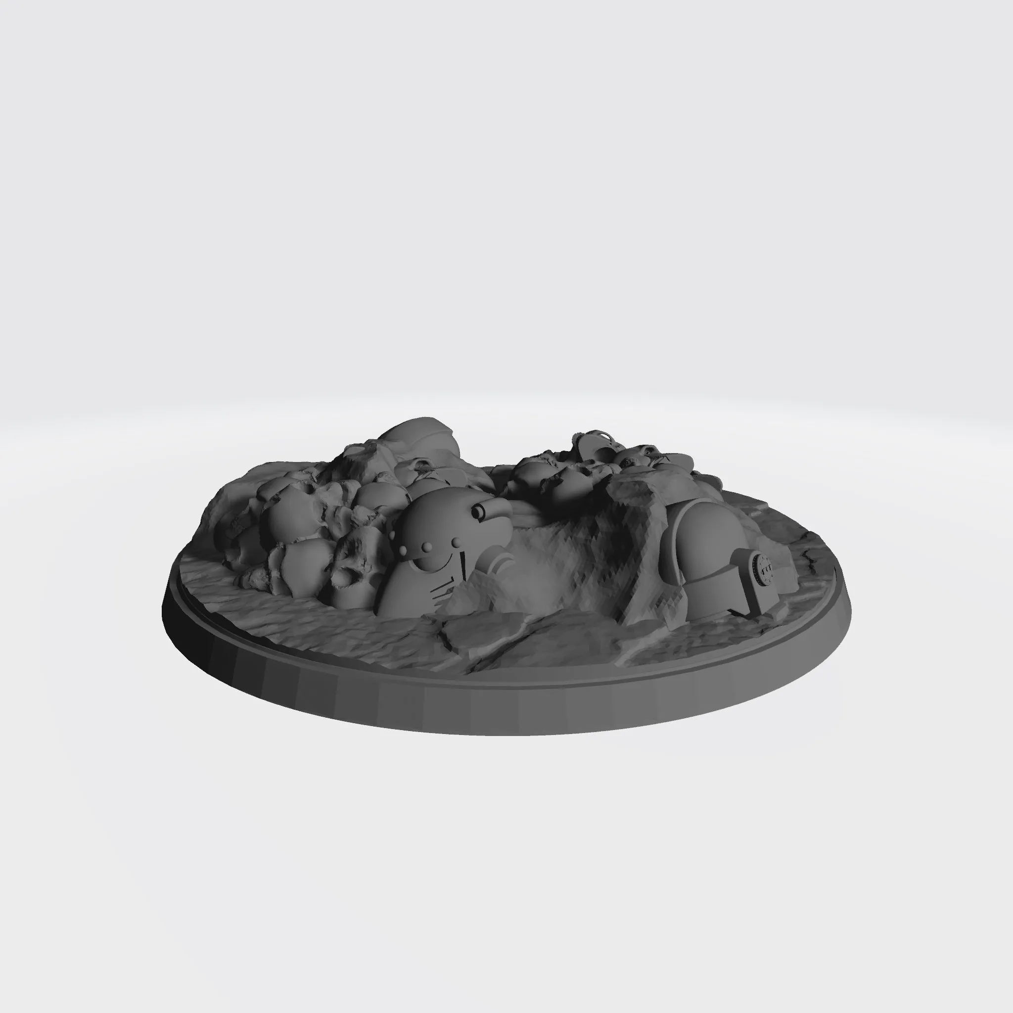 100mm Scenic Base - Desert Base with Skulls, Rocks, and Three (3) Helmets