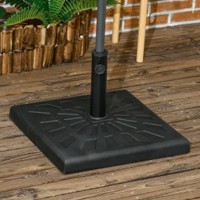 19kg Resin Garden Parasol Base Holder, Square Outdoor Market Umbrella Stand Weight for Poles of 32mm, 38mm, and 48mm, Black