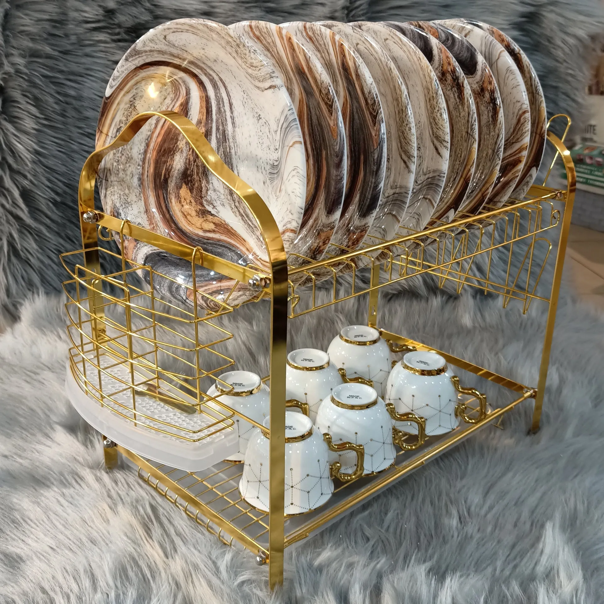 2 Layer Golden Kitchen Rack