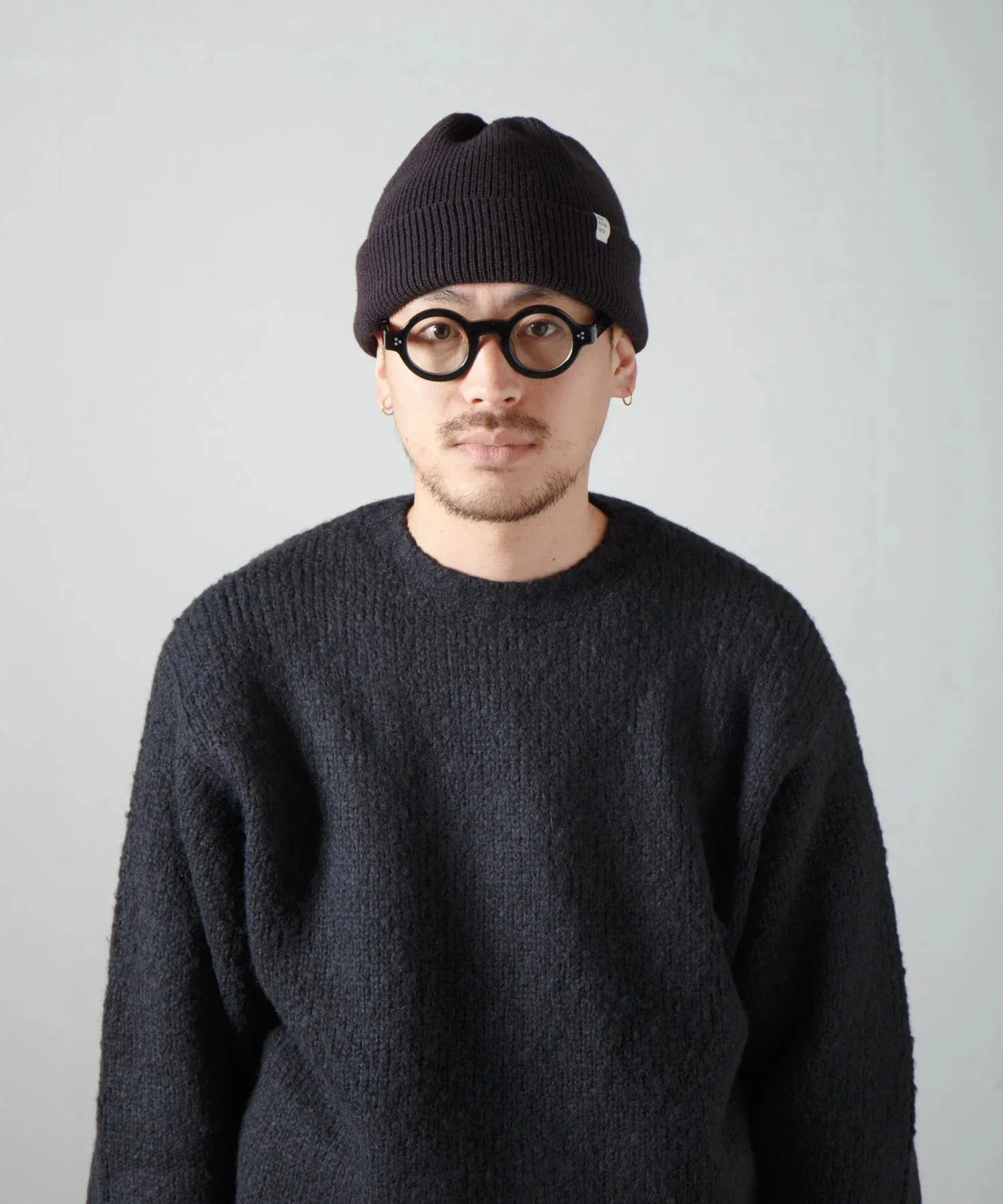 2-Way Solid Color Knit Beanie - Black