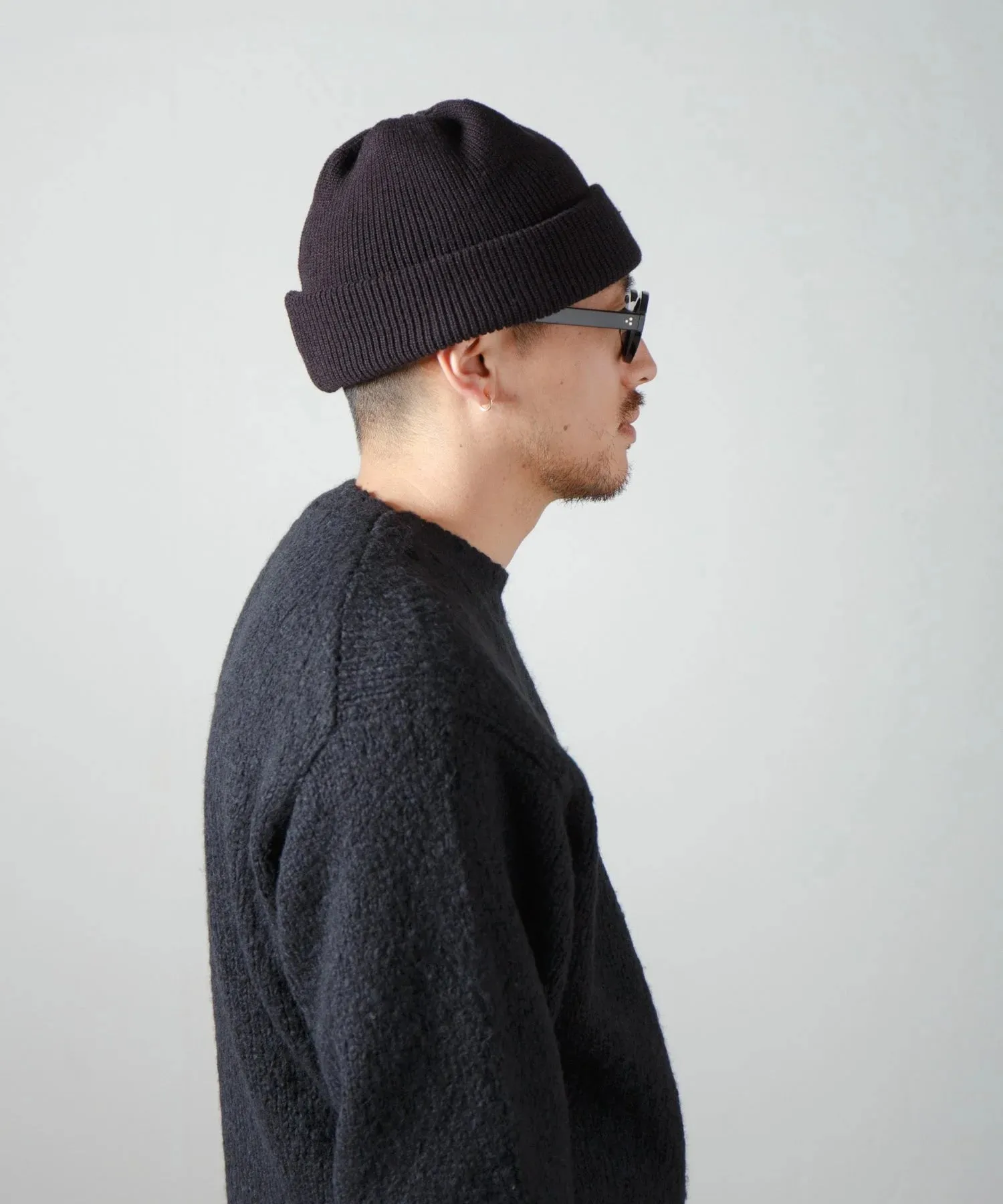 2-Way Solid Color Knit Beanie - Black