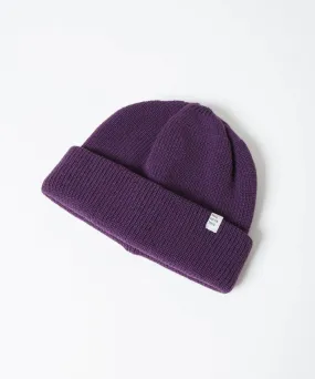 2-Way Solid Color Knit Beanie - Purple