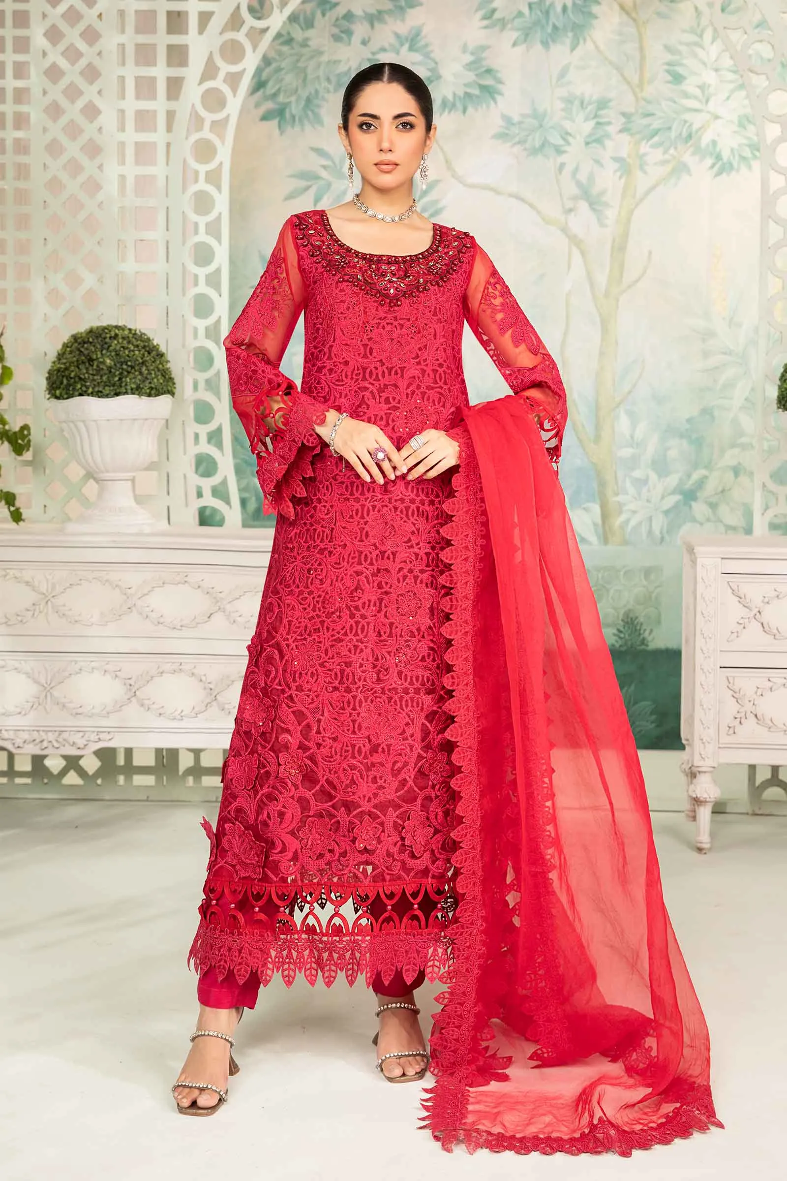 3 Piece Embroidered Organza Suit | SF-EA24-34