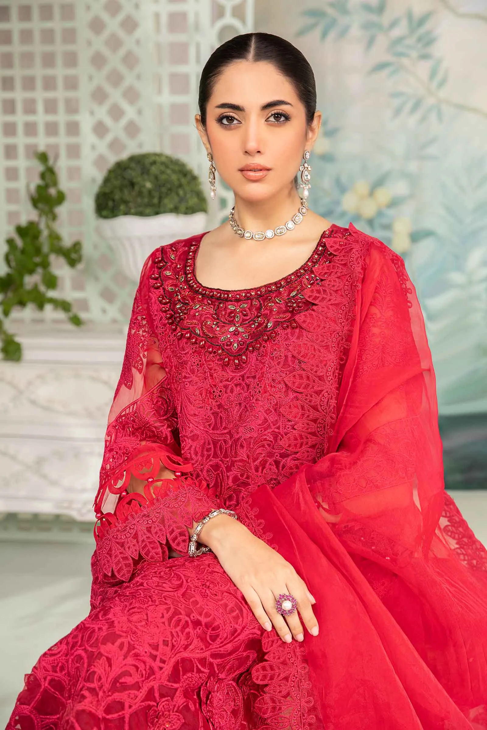 3 Piece Embroidered Organza Suit | SF-EA24-34