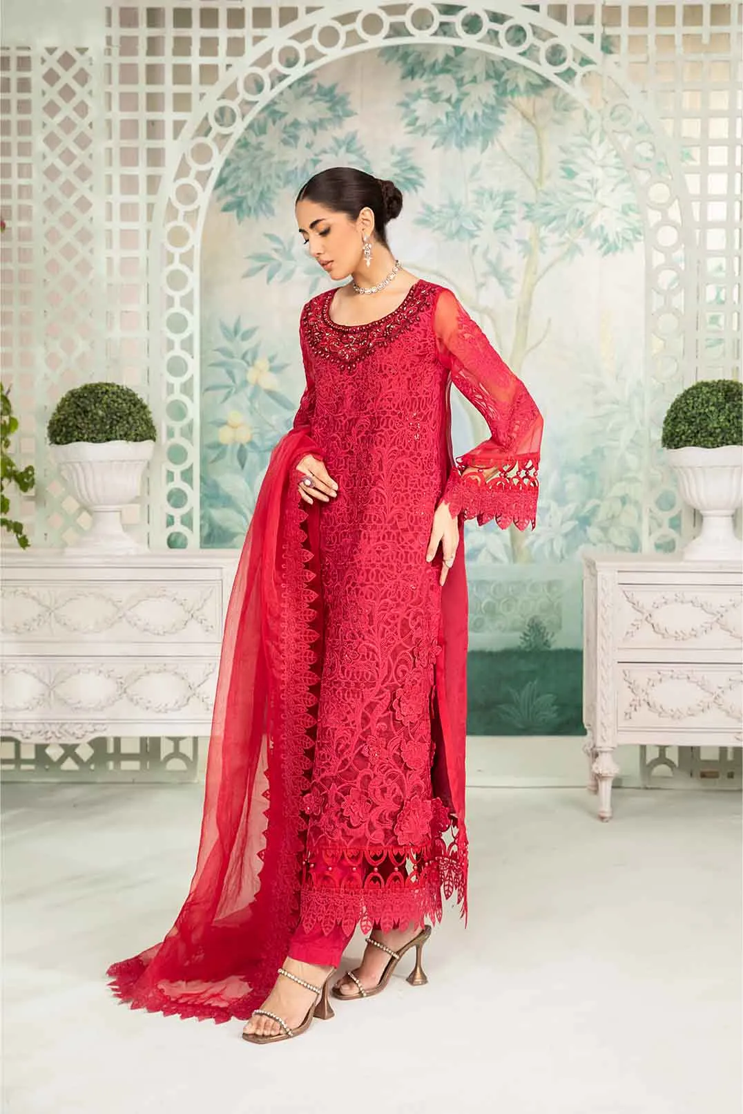 3 Piece Embroidered Organza Suit | SF-EA24-34