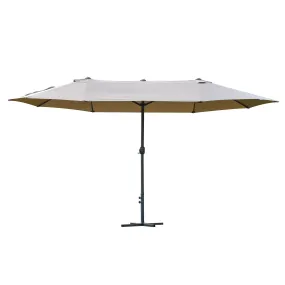 4.6m Garden Parasol Double-Sided Sun Umbrella Patio Market Shelter Canopy Shade Outdoor with Cross Base – Khaki