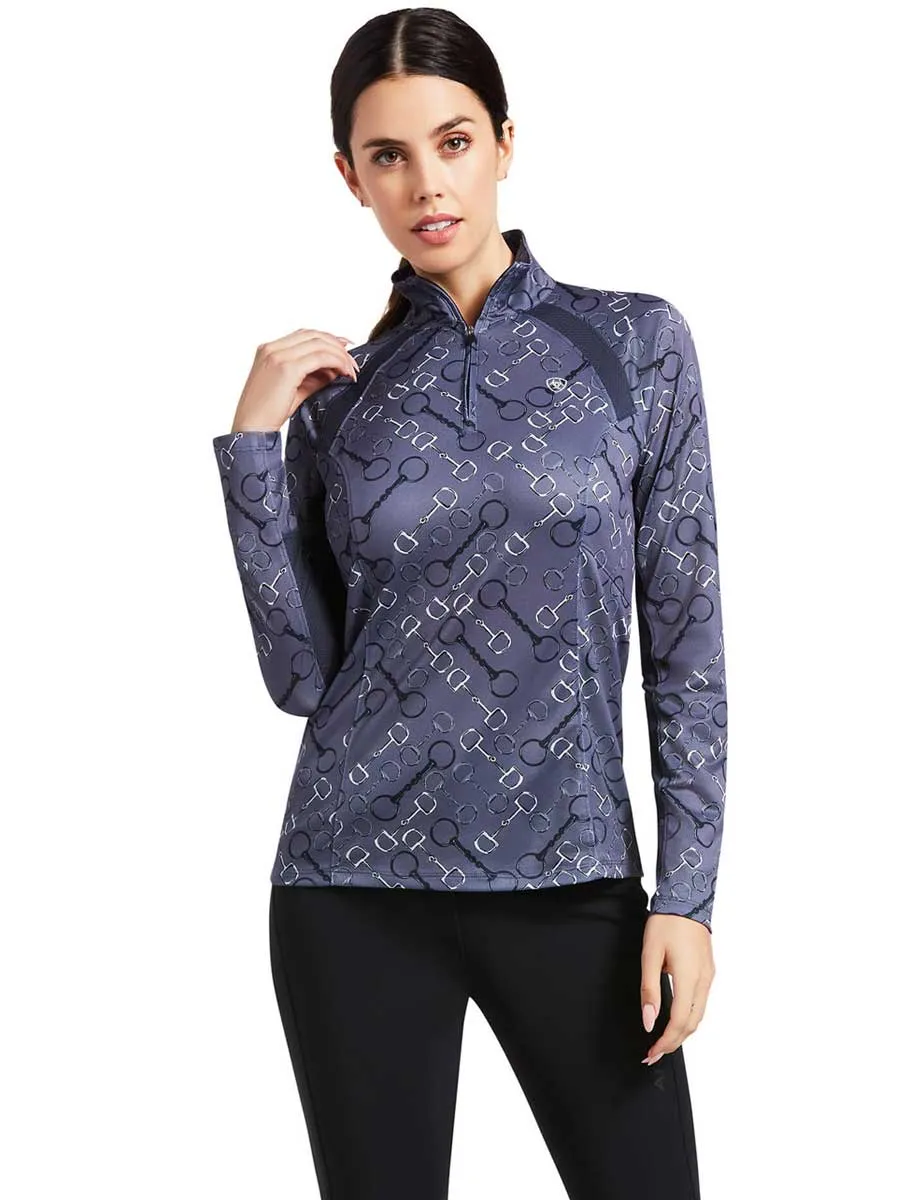 50% OFF - ARIAT Sunstopper 2.0 1/4 Zip Baselayer - Womens - Charcoal Bit Print - Size: XS