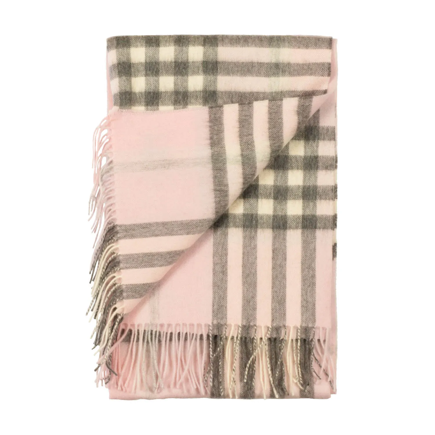 90/10 Tartan Cashmere Blanket Scarf  Chalk