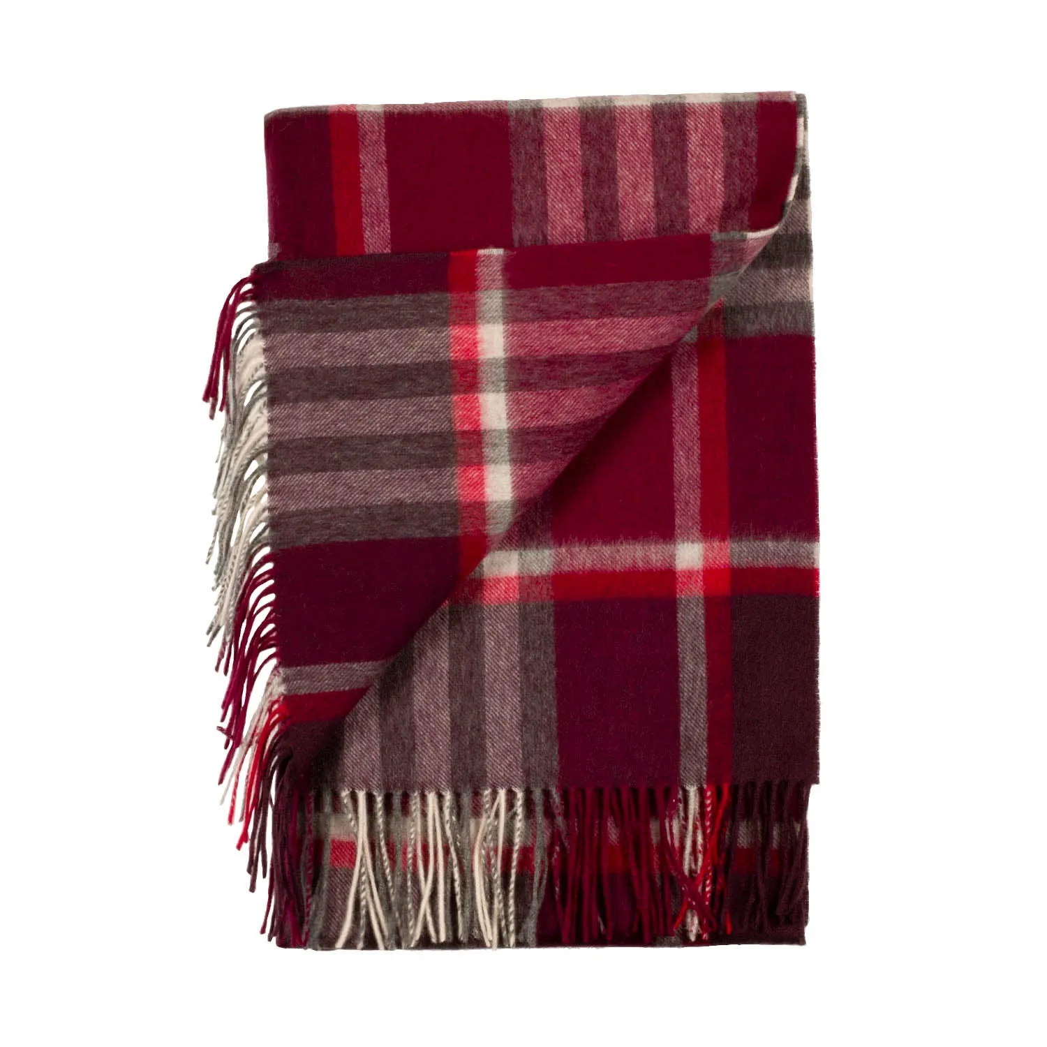 90/10 Tartan Cashmere Blanket Scarf  Damson