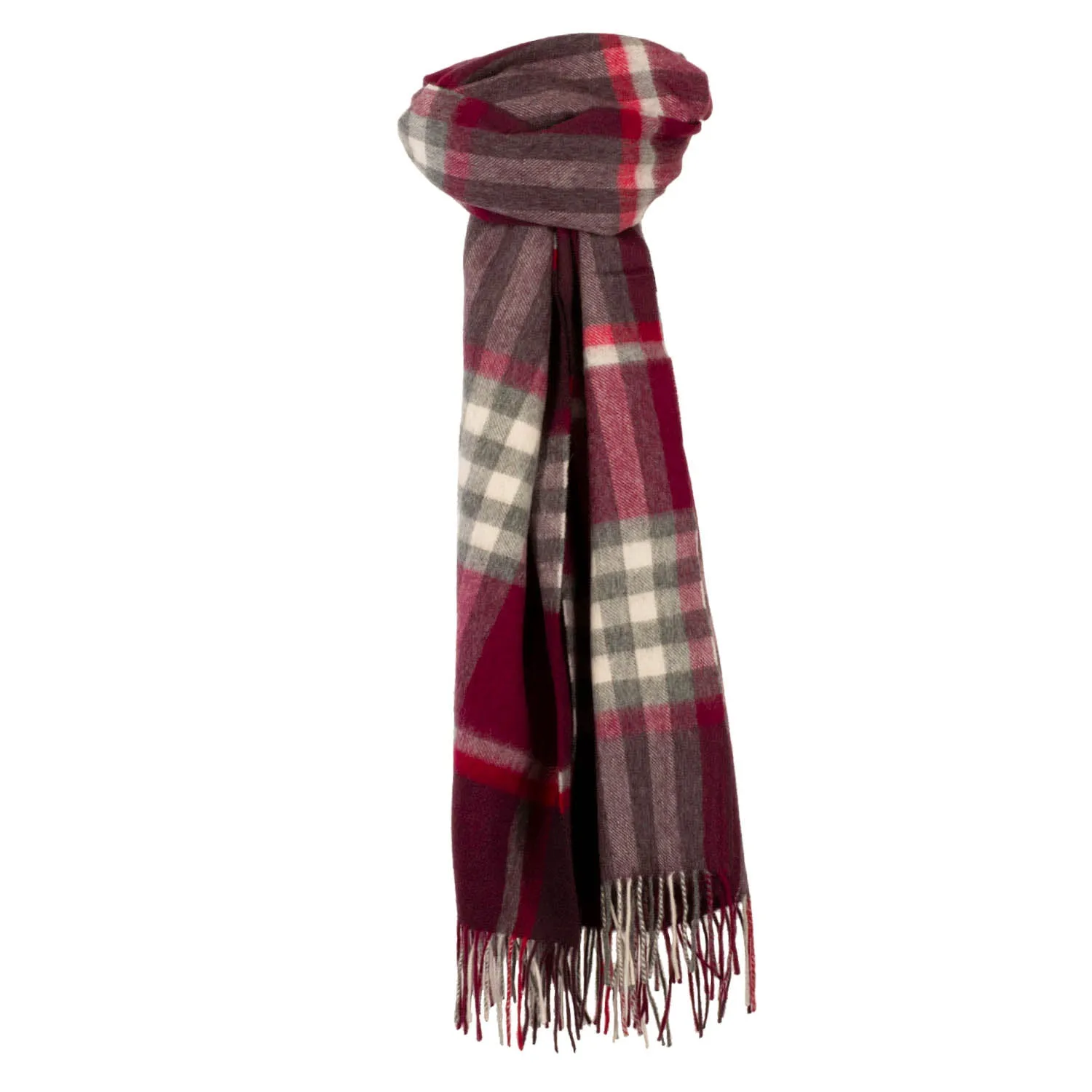 90/10 Tartan Cashmere Blanket Scarf  Damson