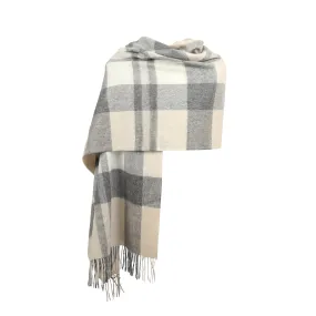 90/10 Tartan Cashmere Blanket Scarf  Exploded Natural