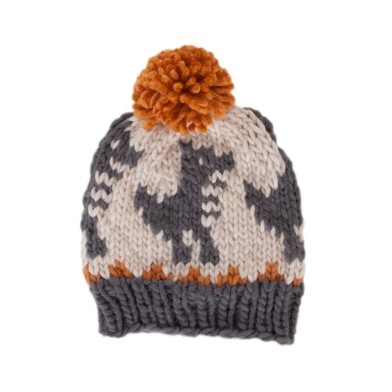 Acorn Dino Beanie - Caramel/Grey