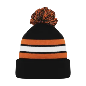 Athletic Knit (AK) A1830A-223 Adult Black/Orange/White Hockey Toque/Beanie