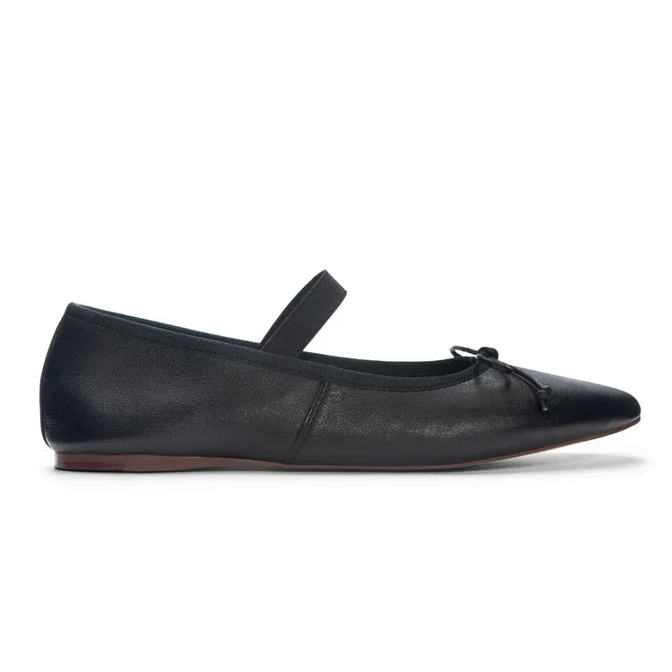 Audrey Genuine Leather Ballet Flats - Black