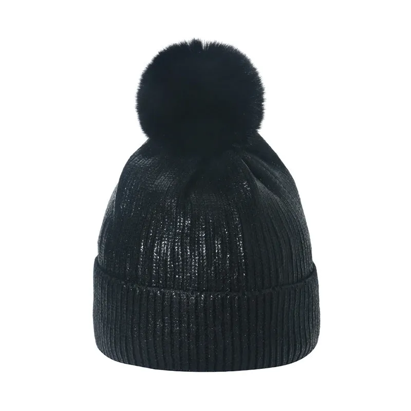 Autumn and winter bronzing wool hat colorful metal hip-hop street wool ball knitted hat for men and women