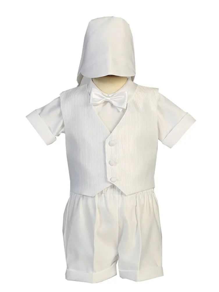 Baby Boys White Vest Satin Shorts Elegant Christening Outfit 3-24M