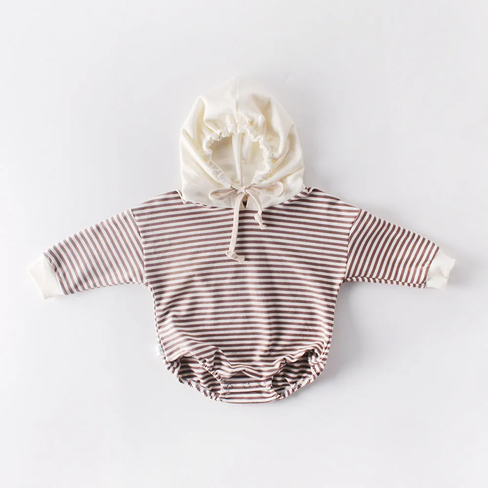 Baby Striped Kids Clothes Hooded One-piece Hatching Climbing Suit Thickened