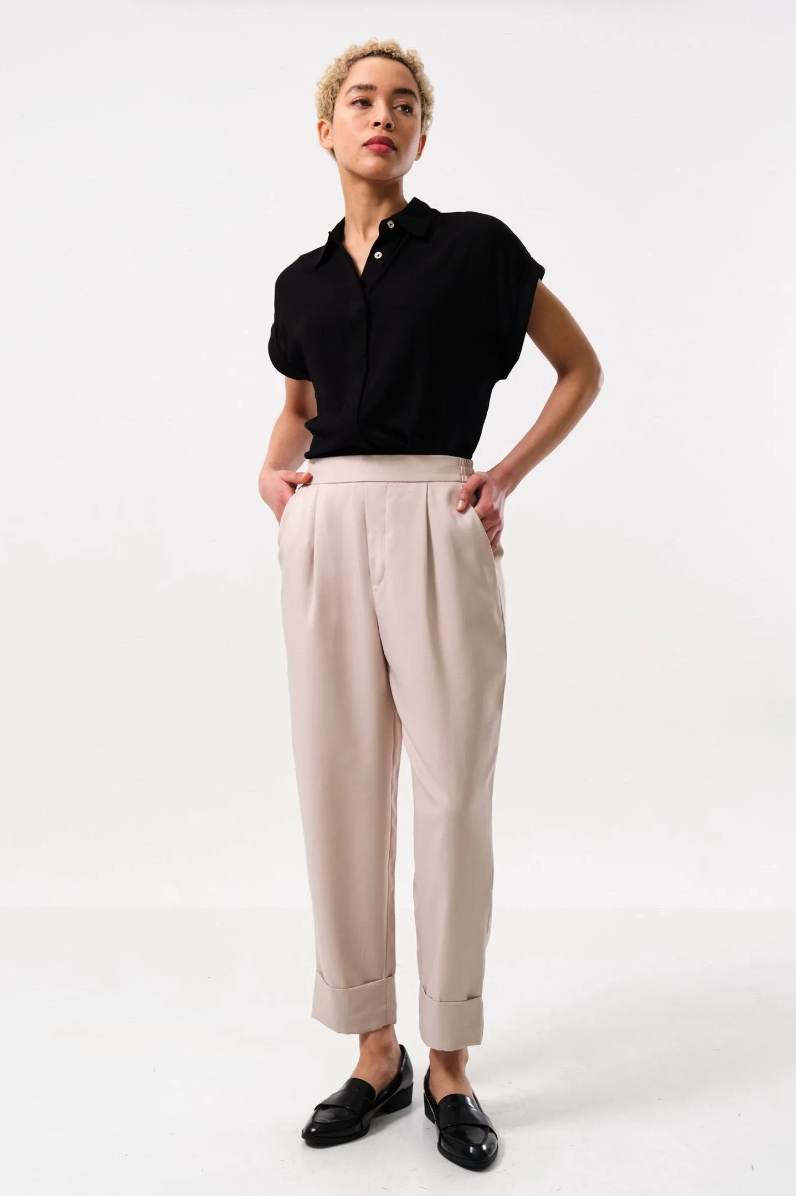 Bayeux Sustainable Satin Back Crepe Trousers Cream