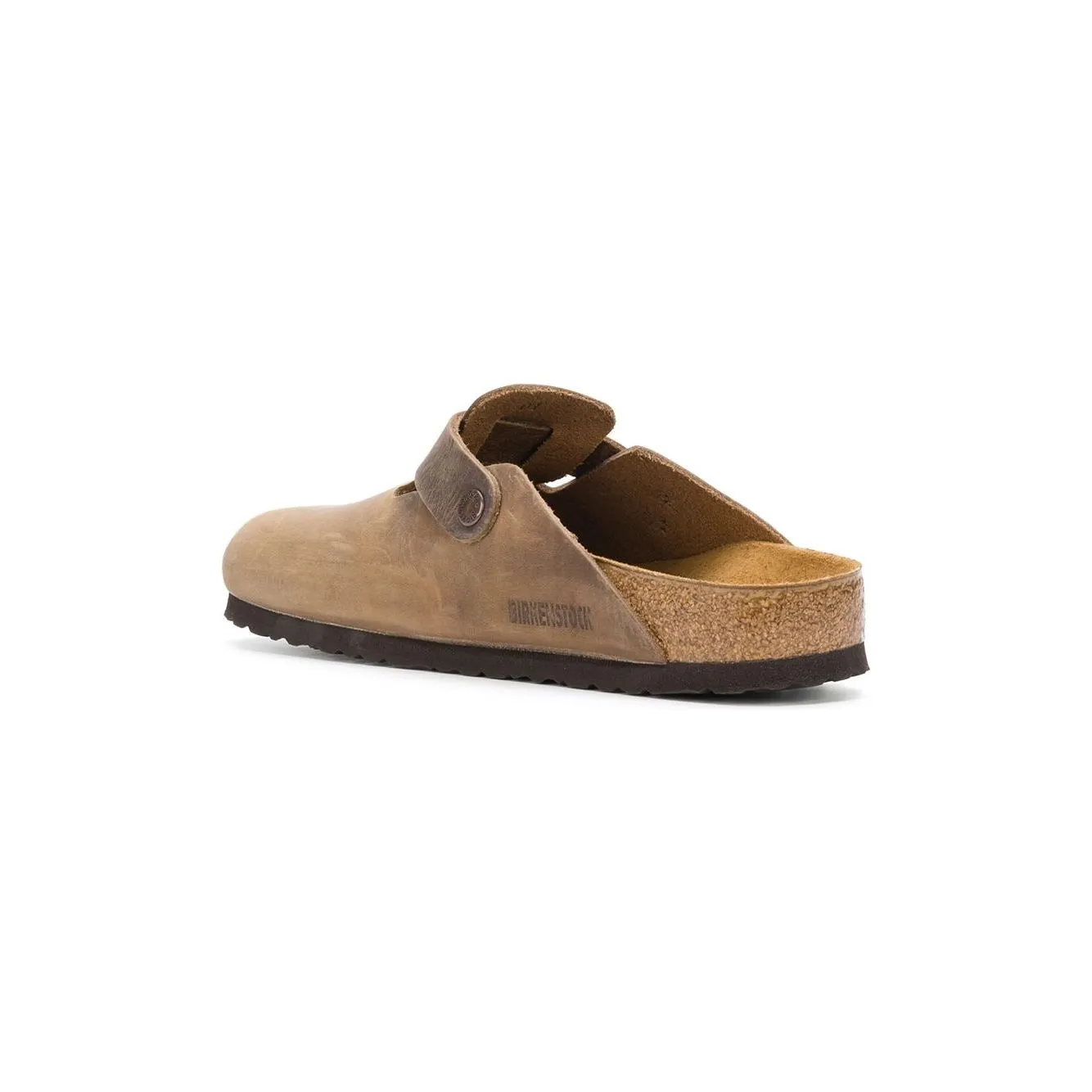 Birkenstock brown leather brushed effect round toe Sandals