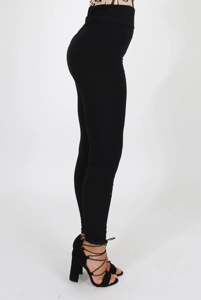 Black Ribbed Leggings - Kirsty