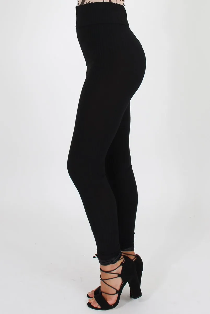 Black Ribbed Leggings - Kirsty