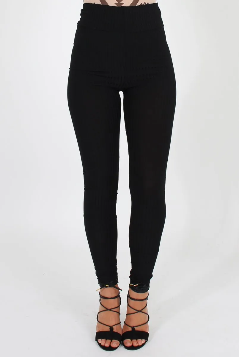 Black Ribbed Leggings - Kirsty