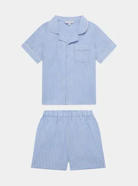 Blue & White Stripe Kids' Organic Cotton Pyjama Short Set