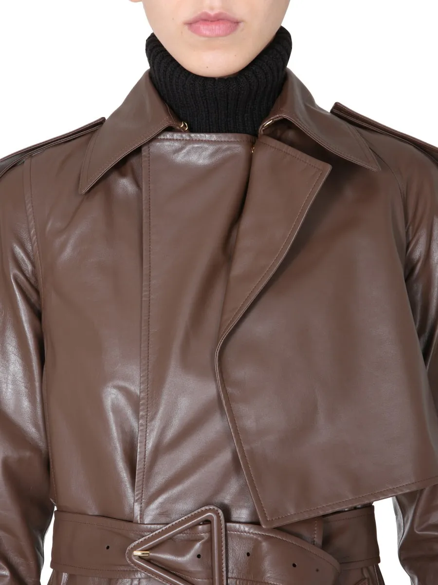 Bottega Veneta Belted Leather Trench Coat