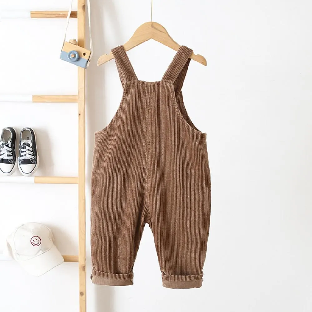 Boys And Girls Spring and Autumn Solid Color Corduroy Suspenders Overalls Wholesale Boys Clothing Suppliers