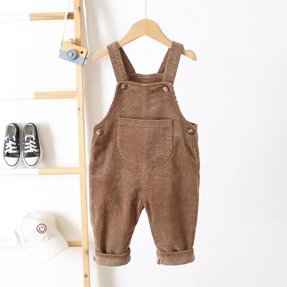 Boys And Girls Spring and Autumn Solid Color Corduroy Suspenders Overalls Wholesale Boys Clothing Suppliers