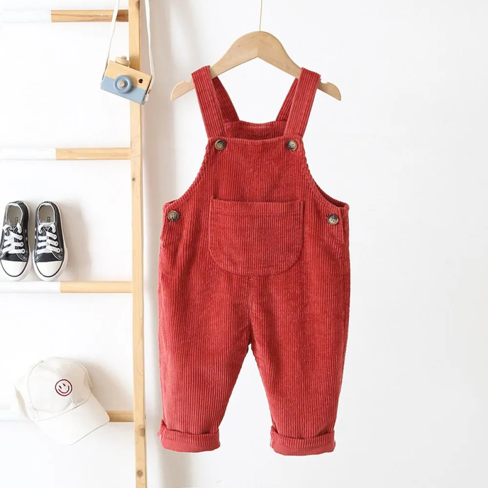 Boys And Girls Spring and Autumn Solid Color Corduroy Suspenders Overalls Wholesale Boys Clothing Suppliers