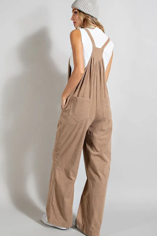 Brown Button Detailed Corduroy Overall