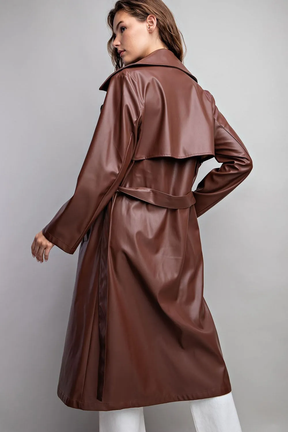 Brown Leather Trench Coat