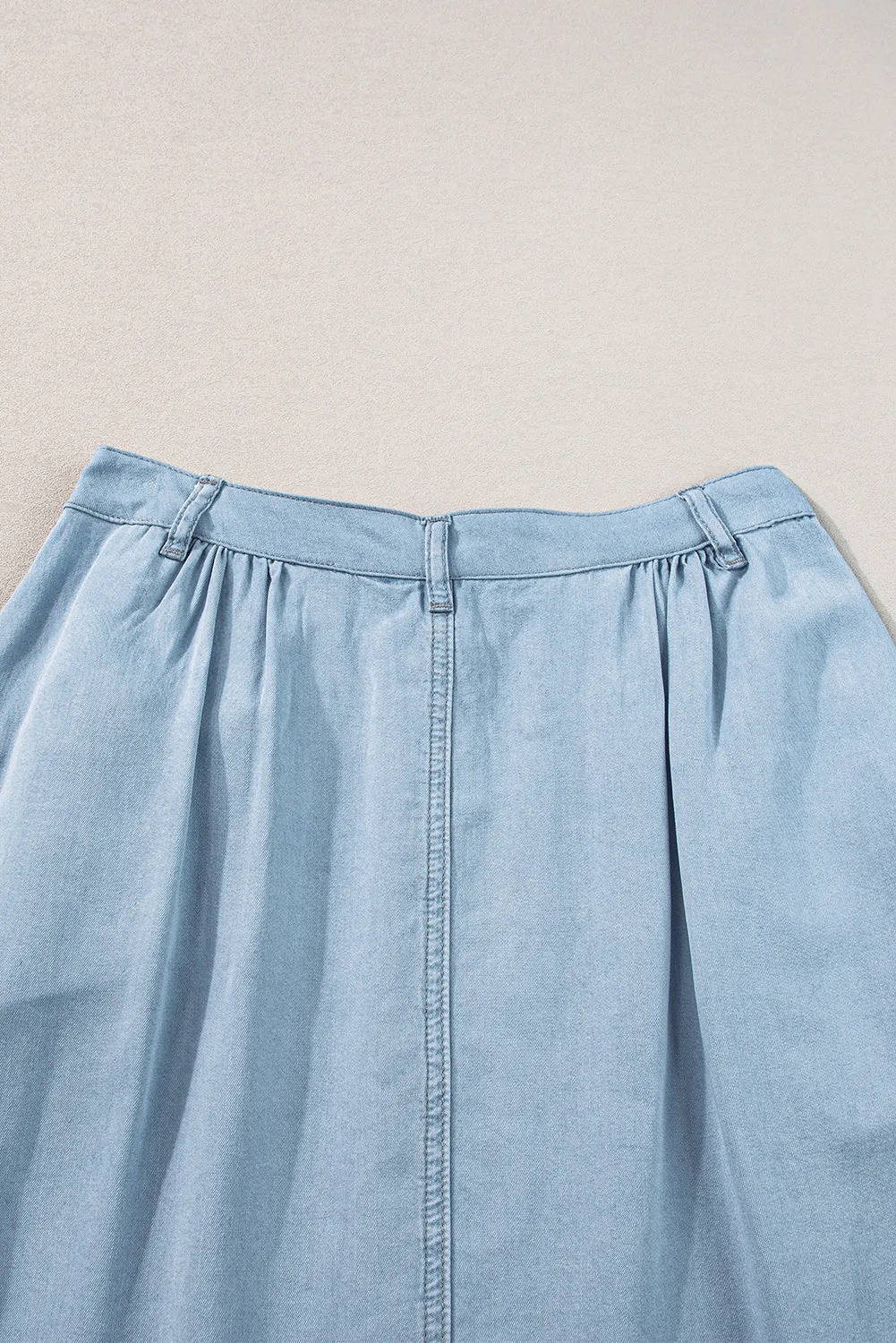 Buttoned Denim Maxi Skirt