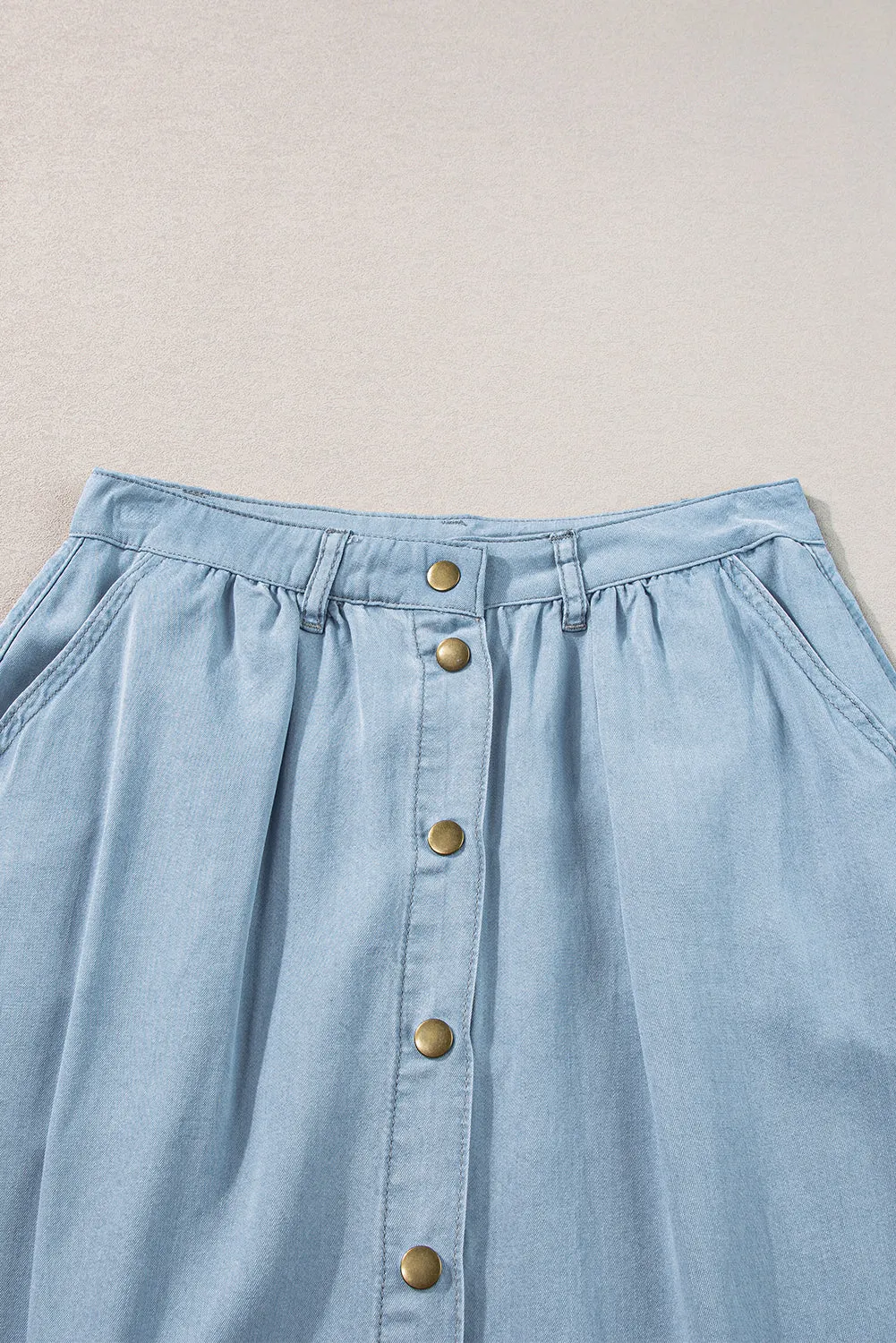 Buttoned Denim Maxi Skirt