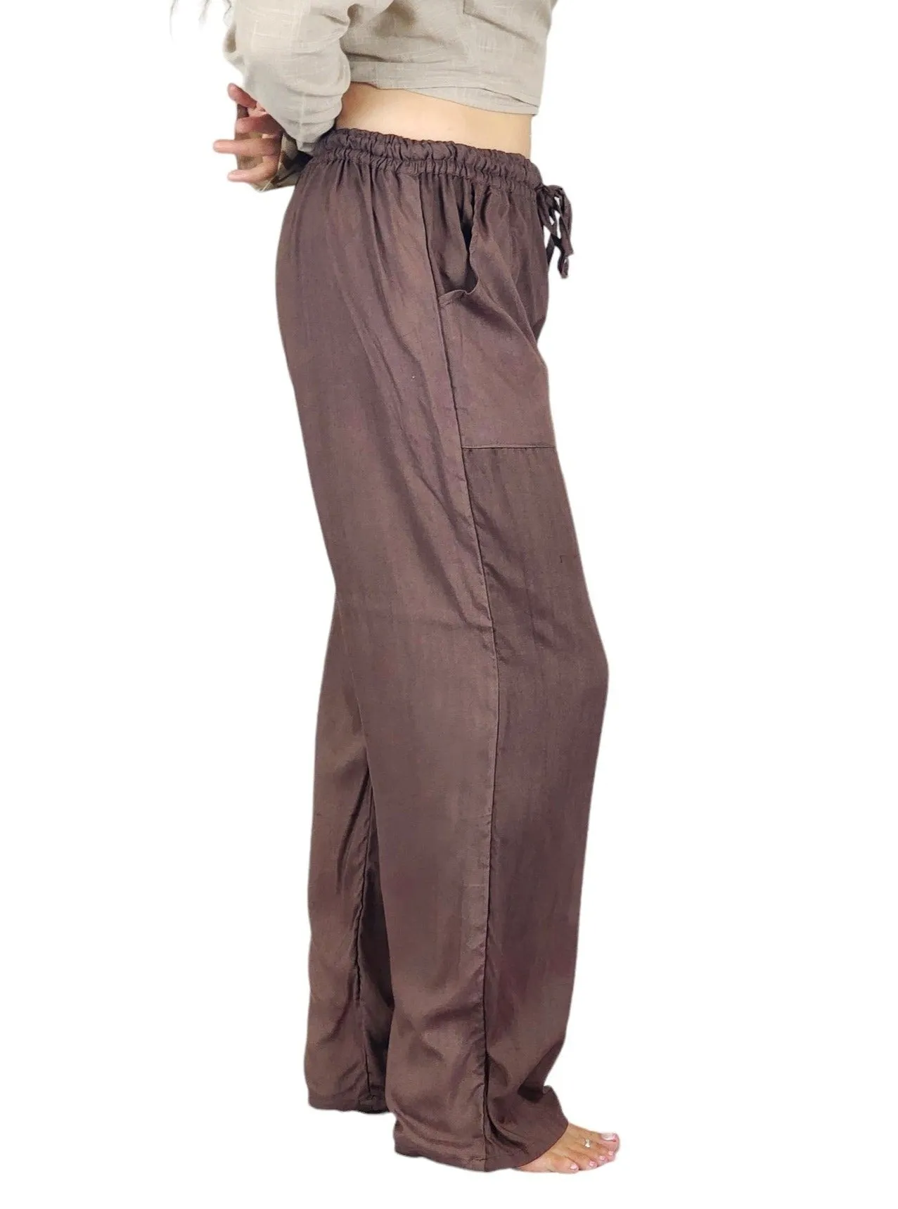 Cacao Rayon Cotton Trousers