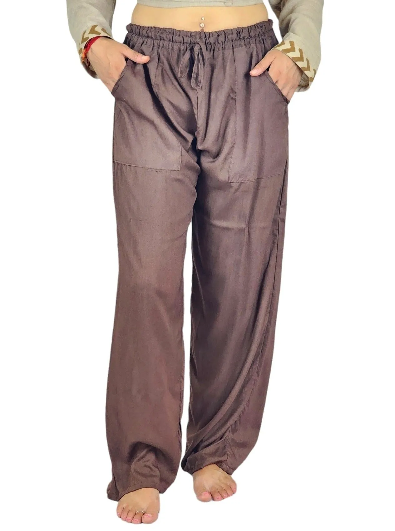 Cacao Rayon Cotton Trousers