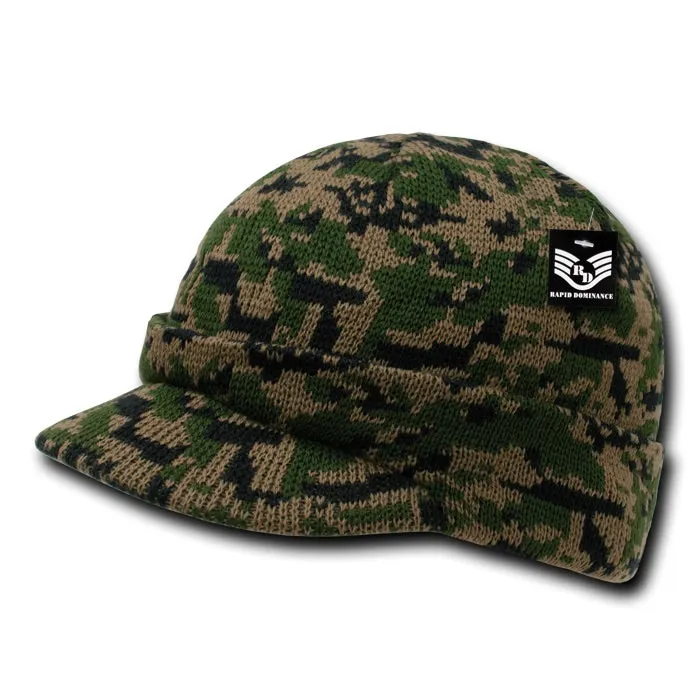 Camo Beanie Jeep Knit Watch Cap Visor GI Military Camouflage - Rapid Dominance R604