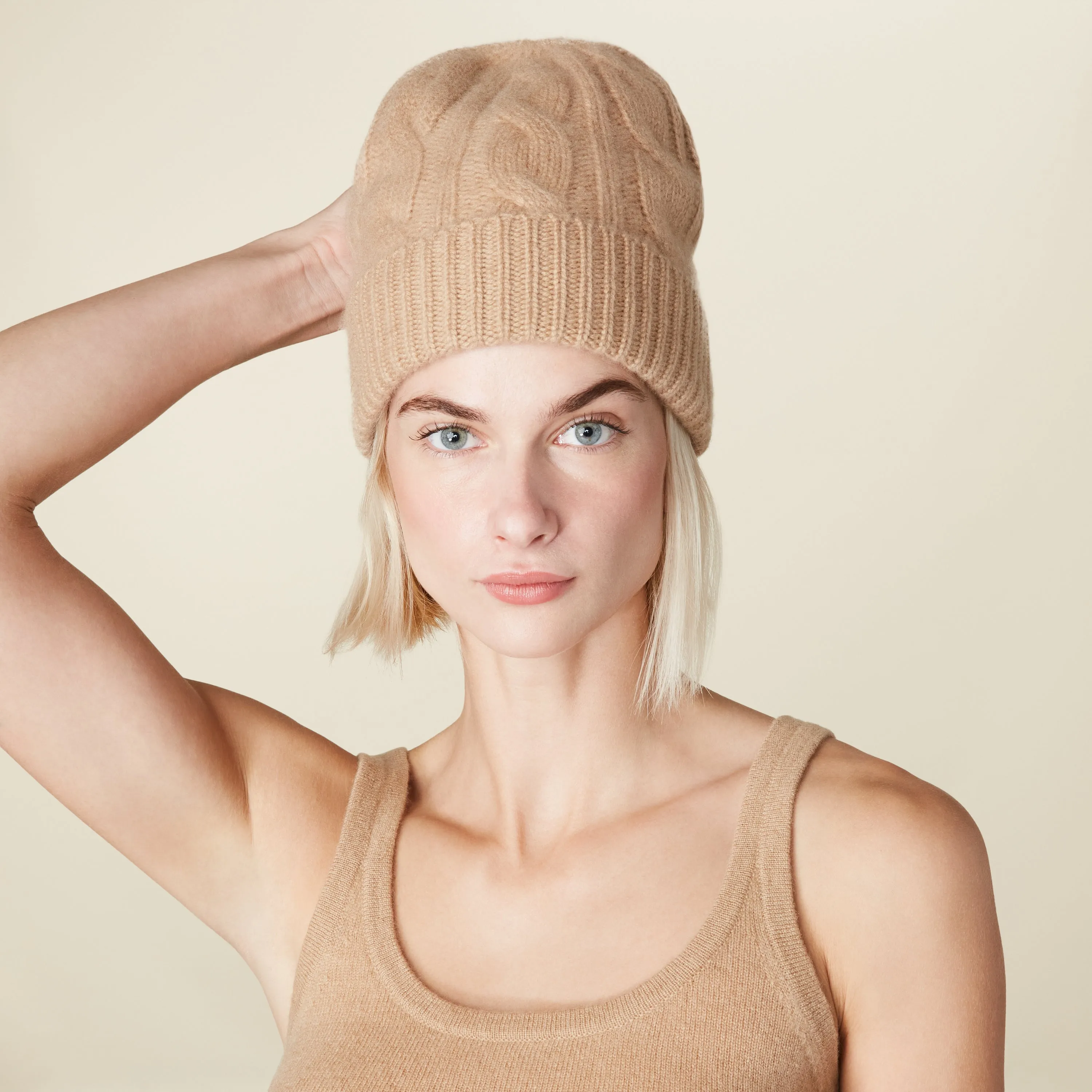 Cashmere Cable Knit Beanie