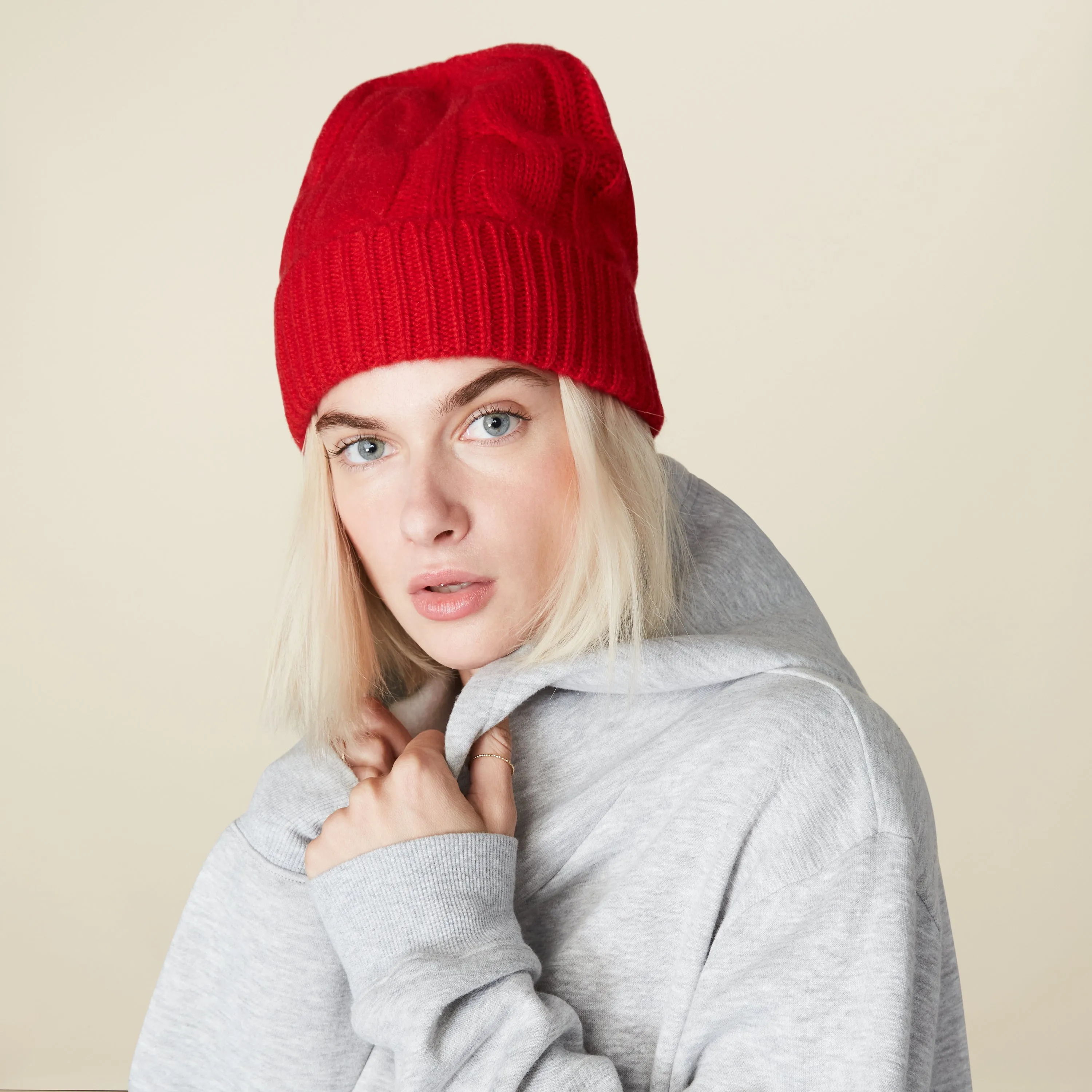 Cashmere Cable Knit Beanie