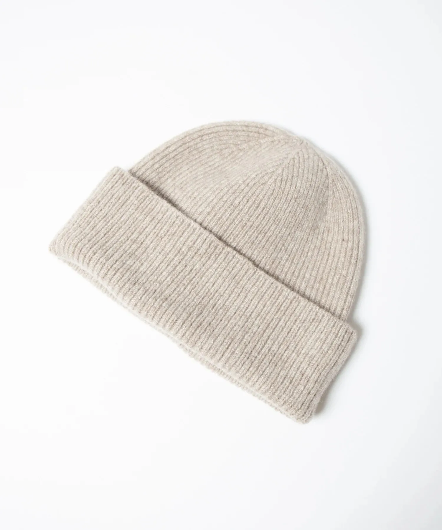 Cashmere Silk Blend Knit Watch Cap - Beige