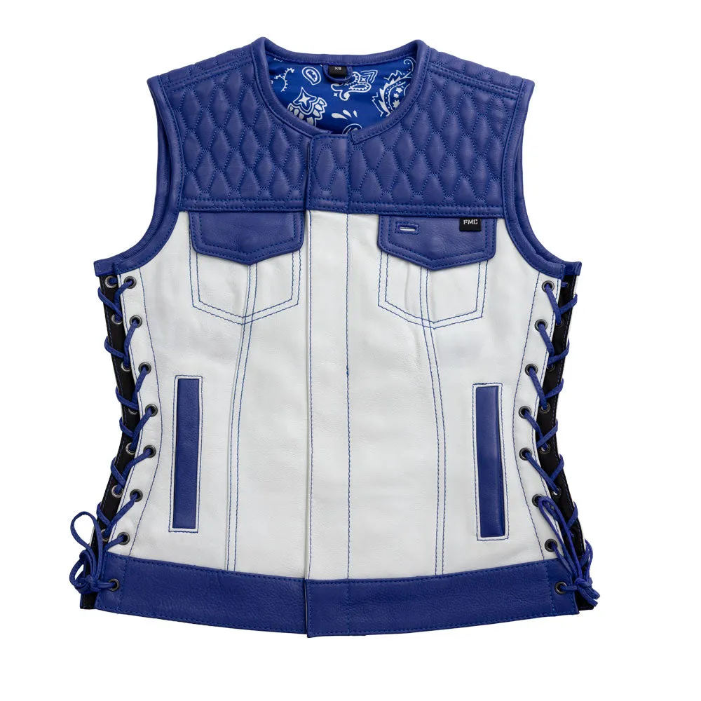 Cobalt -  Women's Motorcycle Leather Vest - Limited Edition