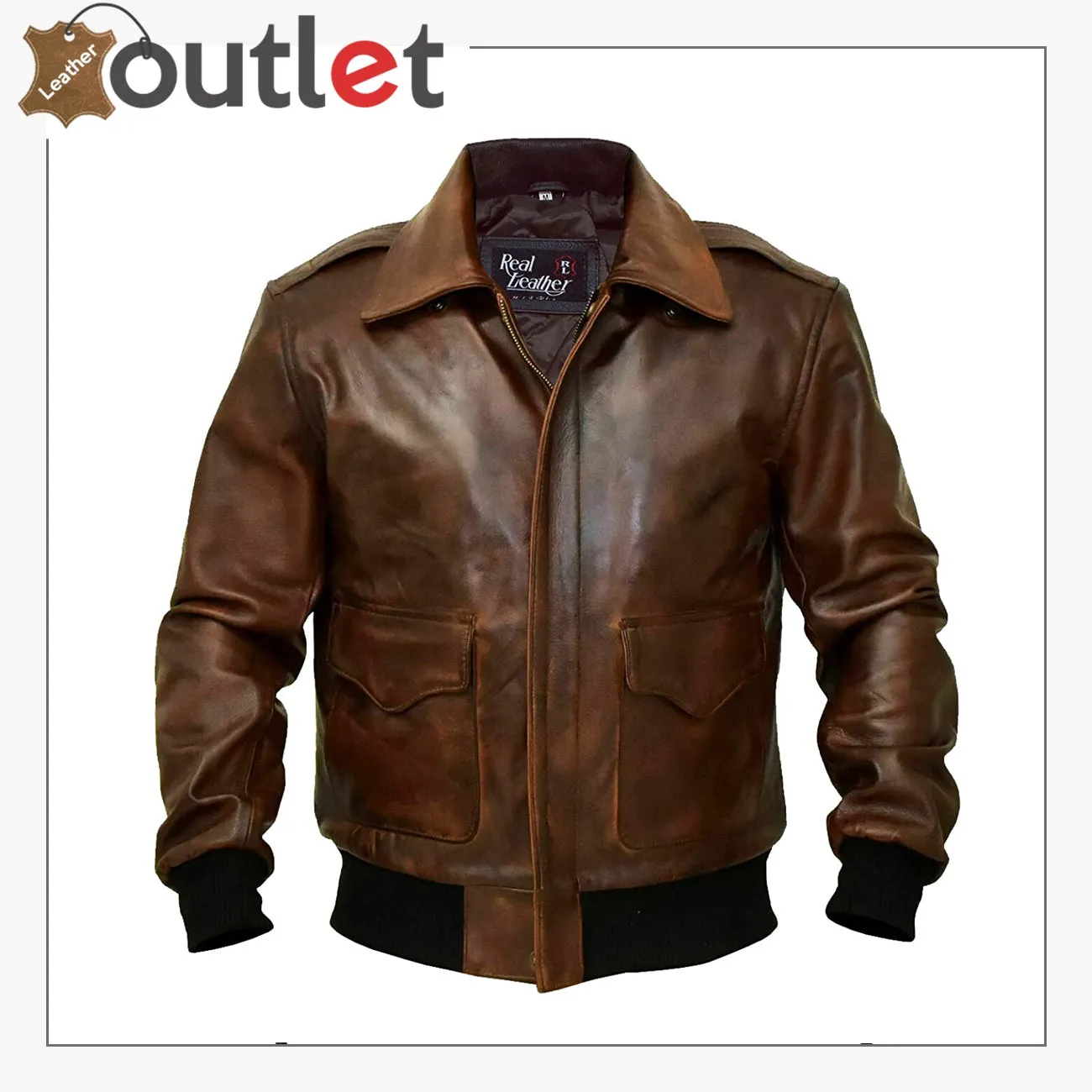 Cowhide Leather Bomber Aviator Flight Jacket