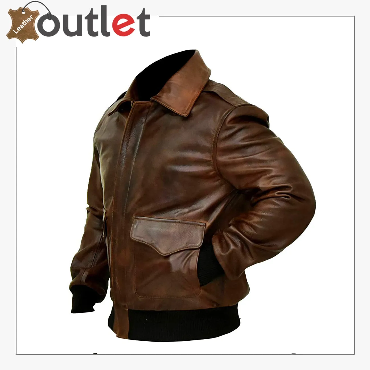 Cowhide Leather Bomber Aviator Flight Jacket