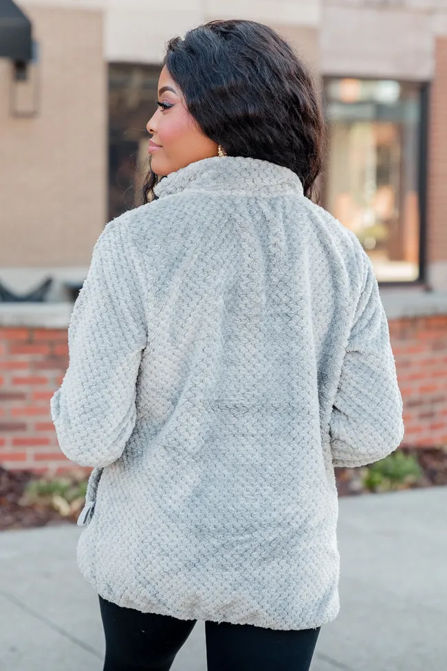 Cozy Charm Grey Textured Sherpa Zip Up Jacket FINAL SALE