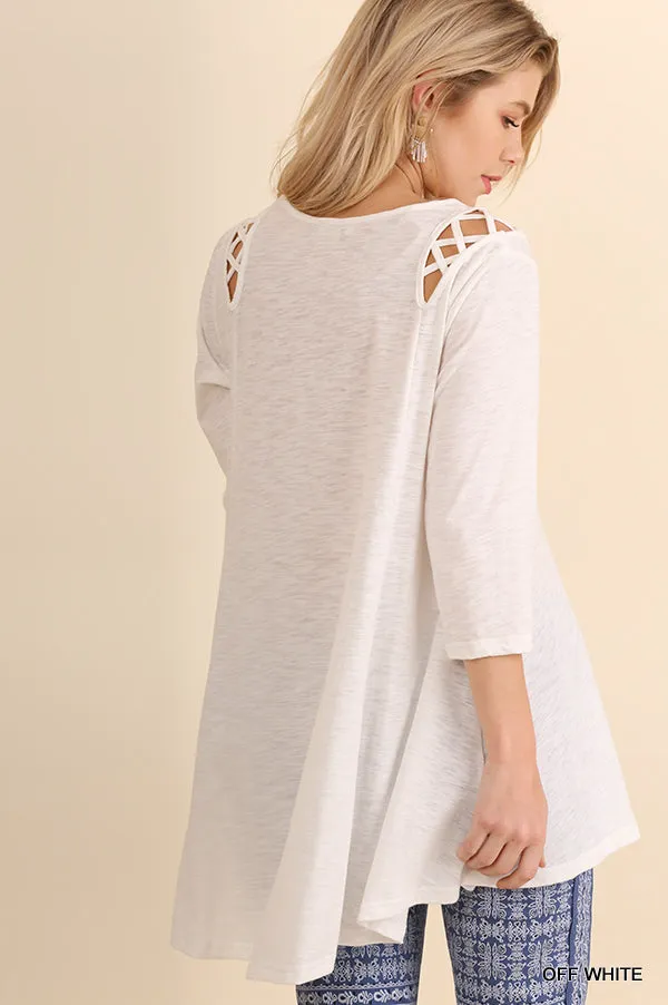 Criss Cross Cutout Detail Tunic, Off White