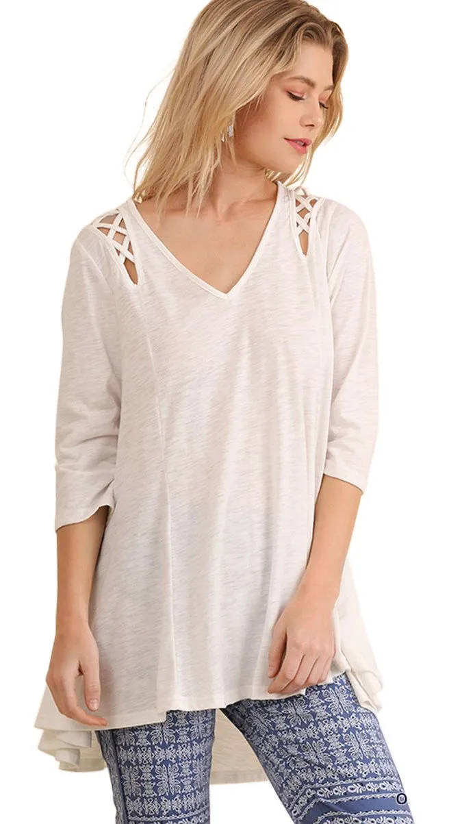 Criss Cross Cutout Detail Tunic, Off White